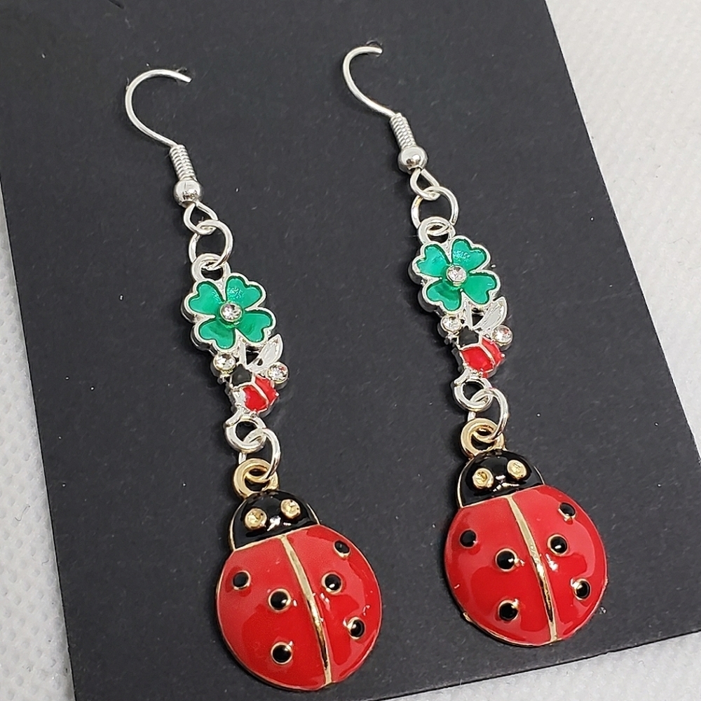 Handmade Dangle Ladybug Earrings